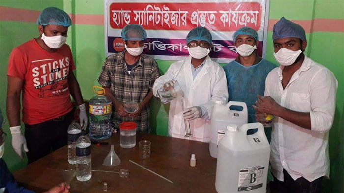 ঠাকুরগাঁওয়ে মাস্ক ও হ্যান্ড স্যানিটাইজার প্রস্তুত কার্যক্রম শুরু