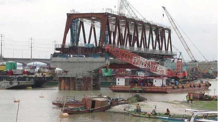বঙ্গবন্ধু রেল সেতুর প্রথম স্প্যান দৃশ্যমান