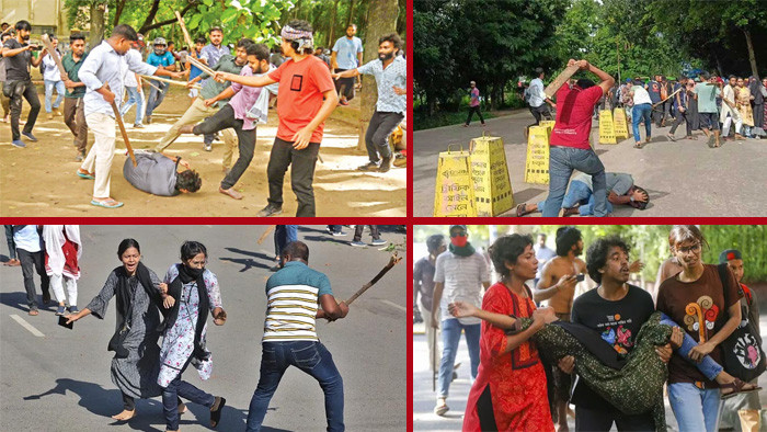 কোটা সংস্কার আন্দোলন: ছাত্রলীগের হামলা, তিন শতাধিক শিক্ষার্থী আহত কোটা সংস্কার আন্দোলন: ছাত্রলীগের হামলা, তিন শতাধিক শিক্ষার্থী আহত