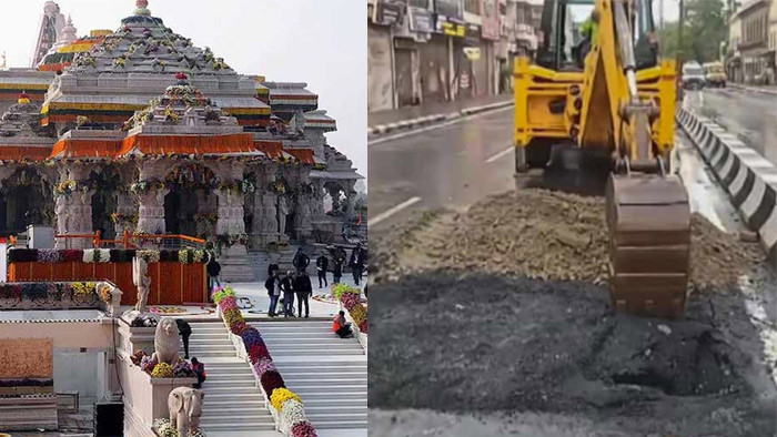মসজিদ ভেঙে তৈরি রামমন্দিরে ফাটলের পর ধস নামলো রামপথে মসজিদ ভেঙে তৈরি রামমন্দিরে ফাটলের পর ধস নামলো রামপথে