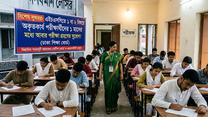 এইচএসসিতে এক বা দুই বিষয়ে অকৃতকার্য পরীক্ষার্থীরা এক মাসের মধ্যে আবার পরীক্ষা দেবেন