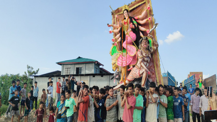 প্রতিমা বিসর্জনে খাগড়াছড়িতে শেষ হলো শারদীয় দুর্গাপূজা