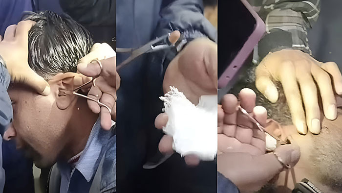 কানের ভিতরে ডিভাইস নিয়ে প্রাথমিক নিয়োগ পরীক্ষার কেন্দ্রে, অতঃপর